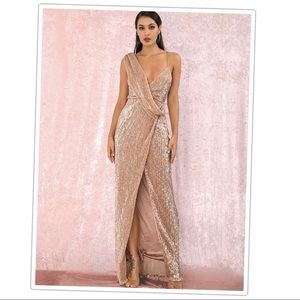 Pastel Twist Split Thigh Draped Maxi Dress size S